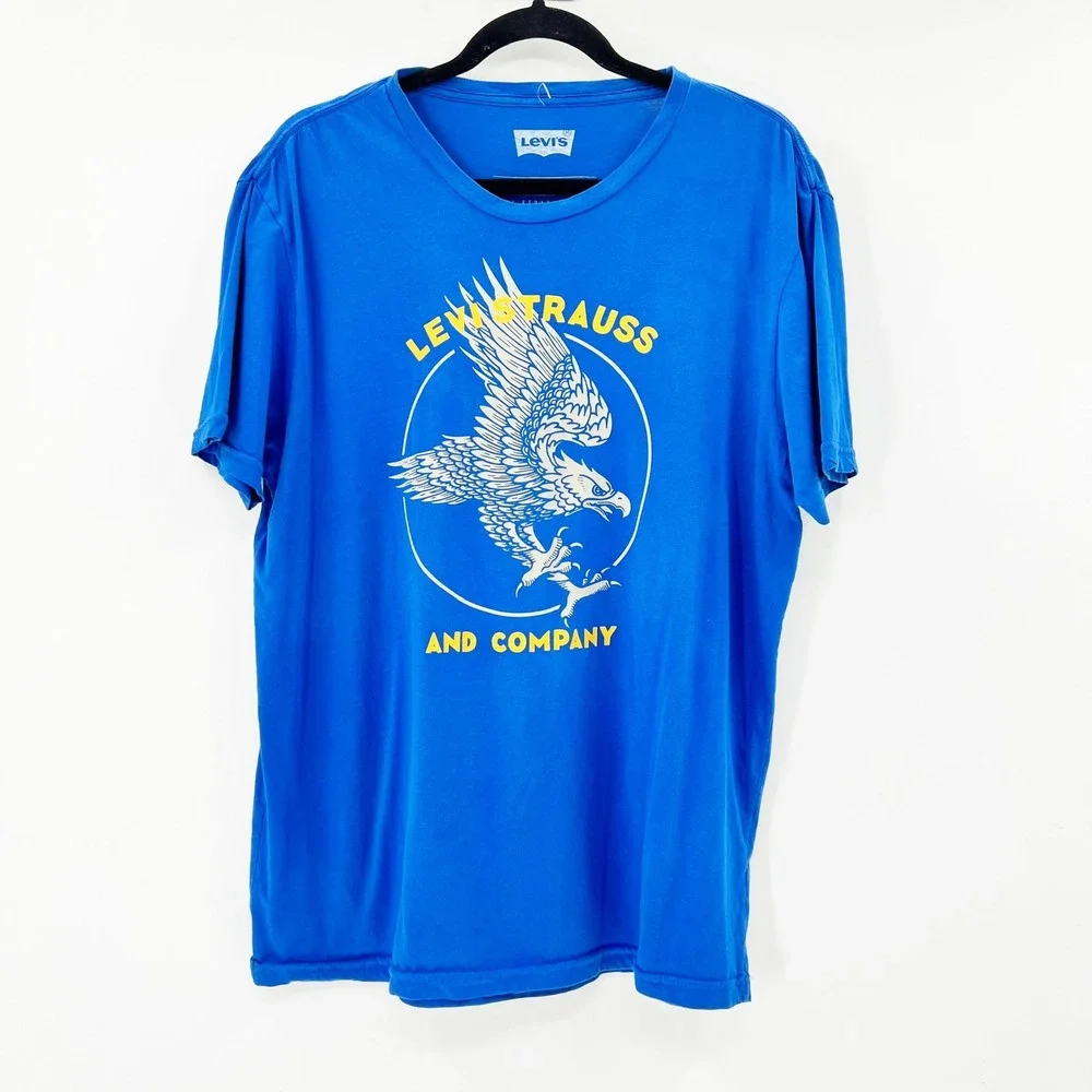 Levis Graphic Tee Mens XL Blue Good Eagle Levi Strauss and Company Cotton Shirt